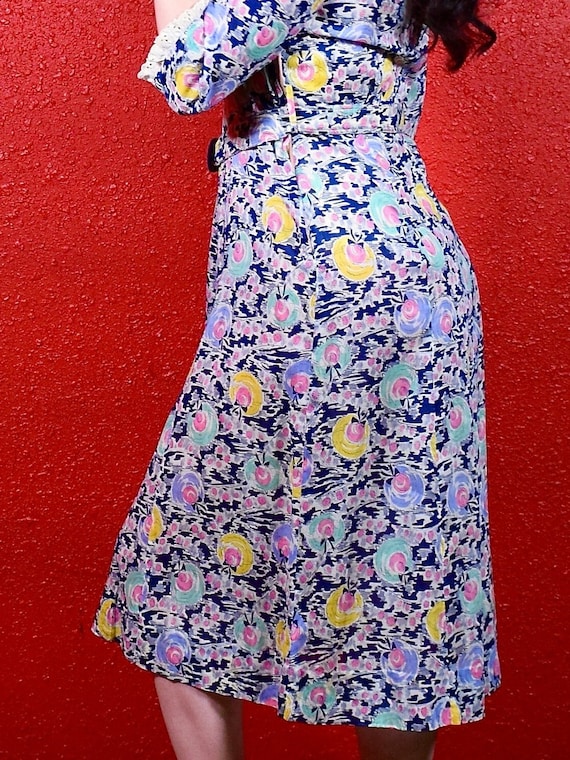 1950s Cotton Novelty Hat Print Dress - image 6