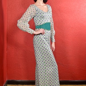 1950s 60s Polka Dot Jumpsuit Rayon and Silk XS Deadstock image 7