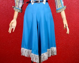 1940s 50s Gabardine Western Fringe Ranch Maid Divided Skirt