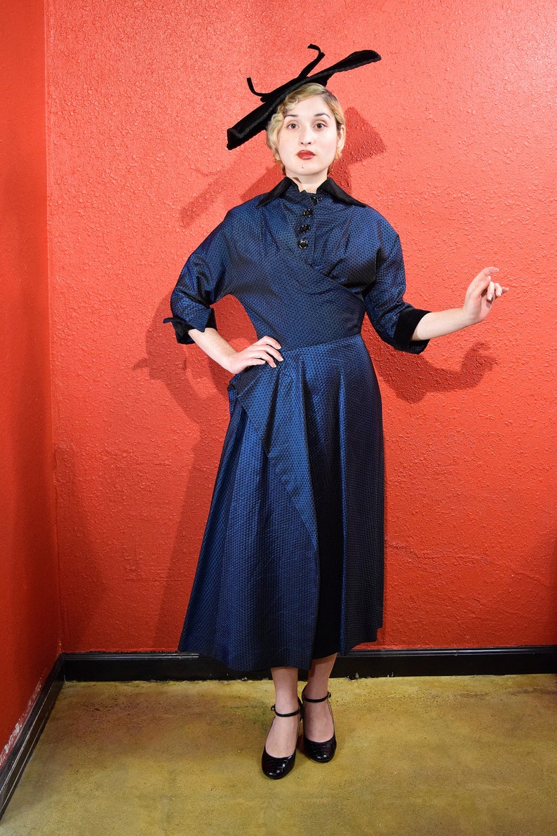 1940s New Look Taffeta Dress image 8