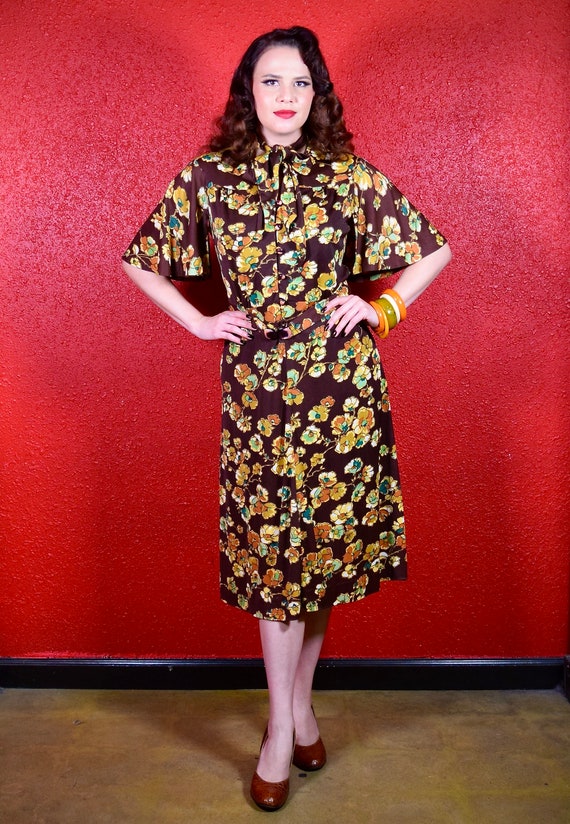 1970s does 40s Margaret Selections Rayon Jersey Dress