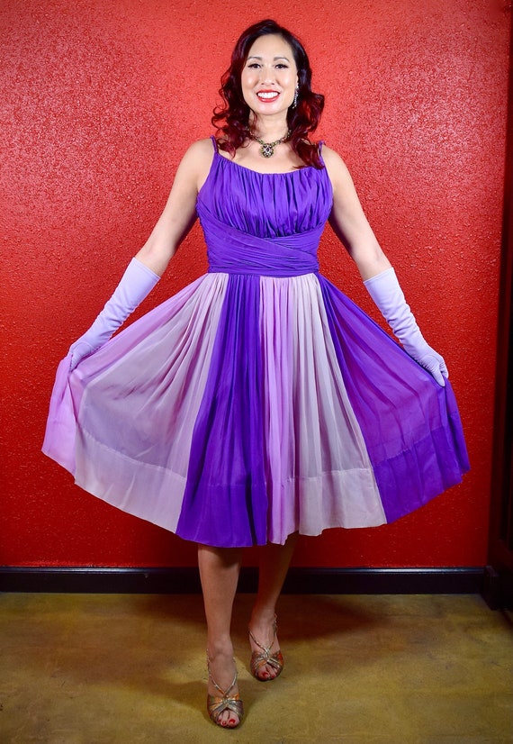 purple panel dress Purple Pleated Panel Dress
