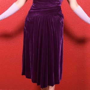 1930s Purple Silk Velvet Draped Dress image 9