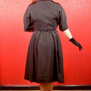 1950s 60s Pat Copeland Two Piece Faille Black Dress and Bolero image 10