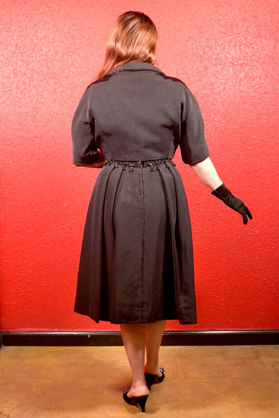 1950s 60s Pat Copeland Two Piece Faille Black Dre… - image 10