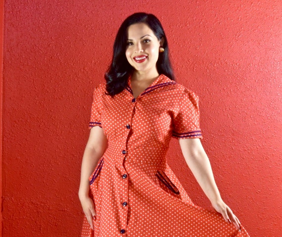 1940s Sailor Dress Stars and Stripes Medium - image 4