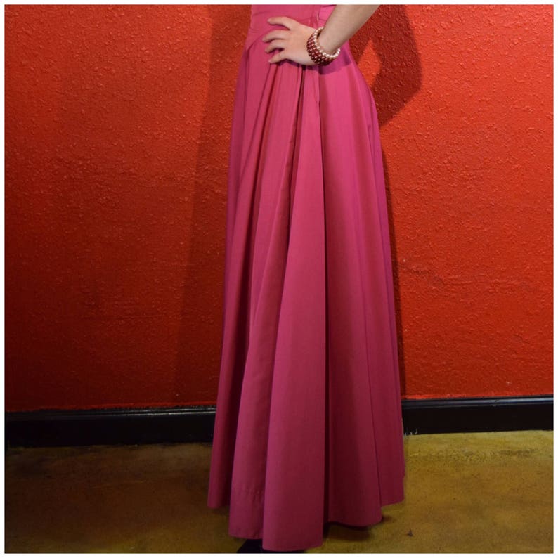 1940s Magenta Pink Gown Off Shoulder XS image 7