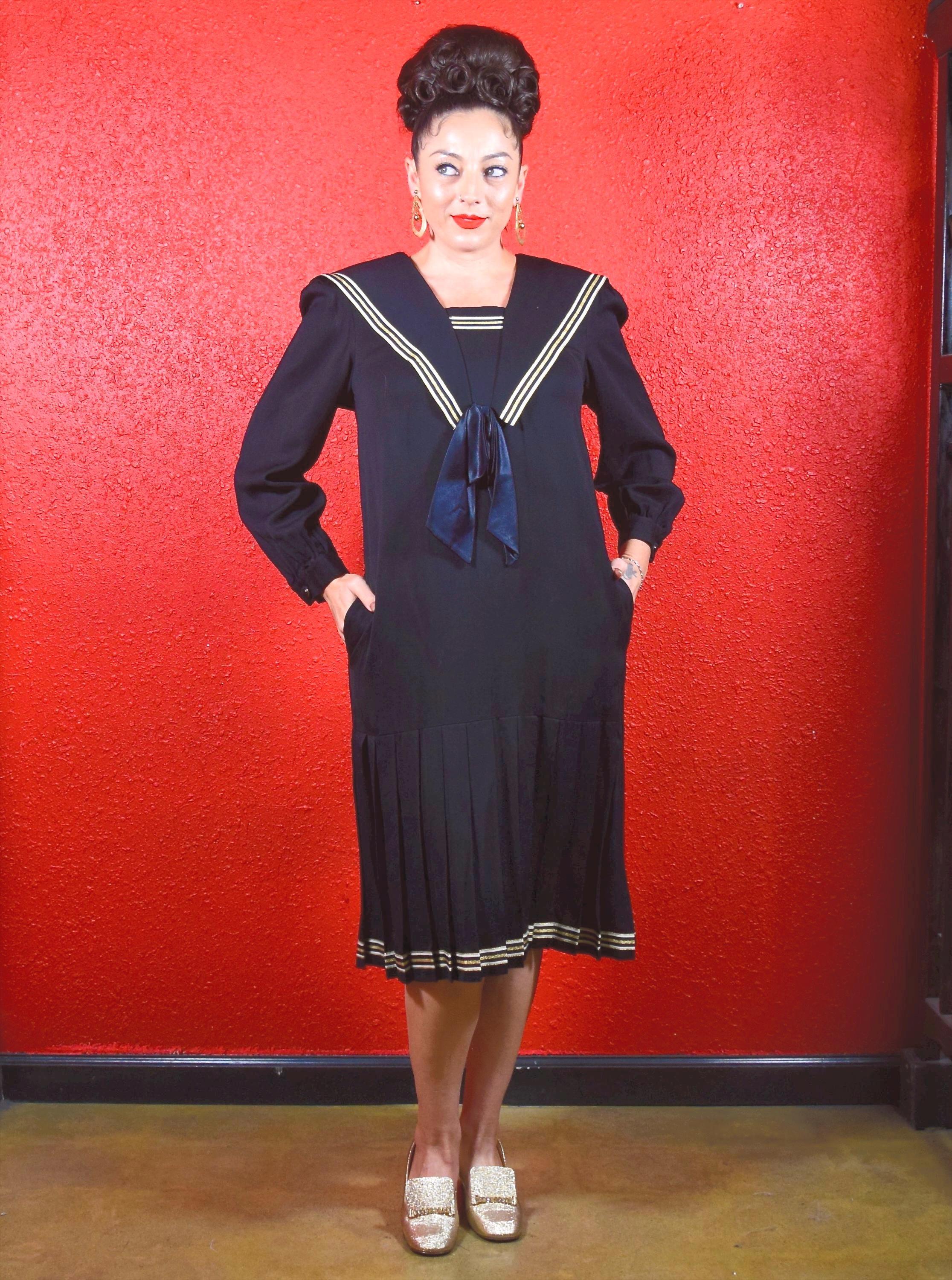 1970s Sailor Pleated Dress by Lanz - Etsy