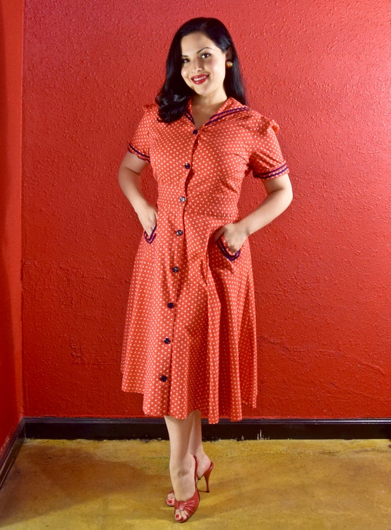 1940s Sailor Dress Stars and Stripes Medium - image 3