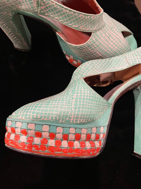 1970s Platform Shoes Hand Painted Rare by Di Orsi… - image 9