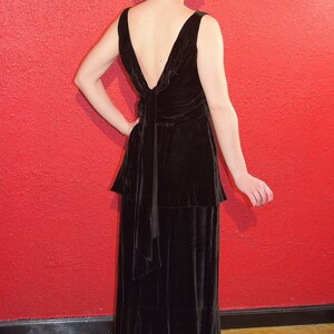 1930s Silk Velvet Black Gown Peplum image 6