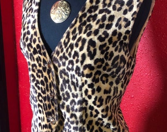 1960s Leopard Print Faux Fur Vest - Etsy