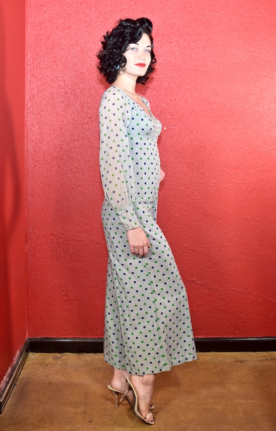 1950s 60s Polka Dot Jumpsuit Rayon and Silk XS De… - image 4