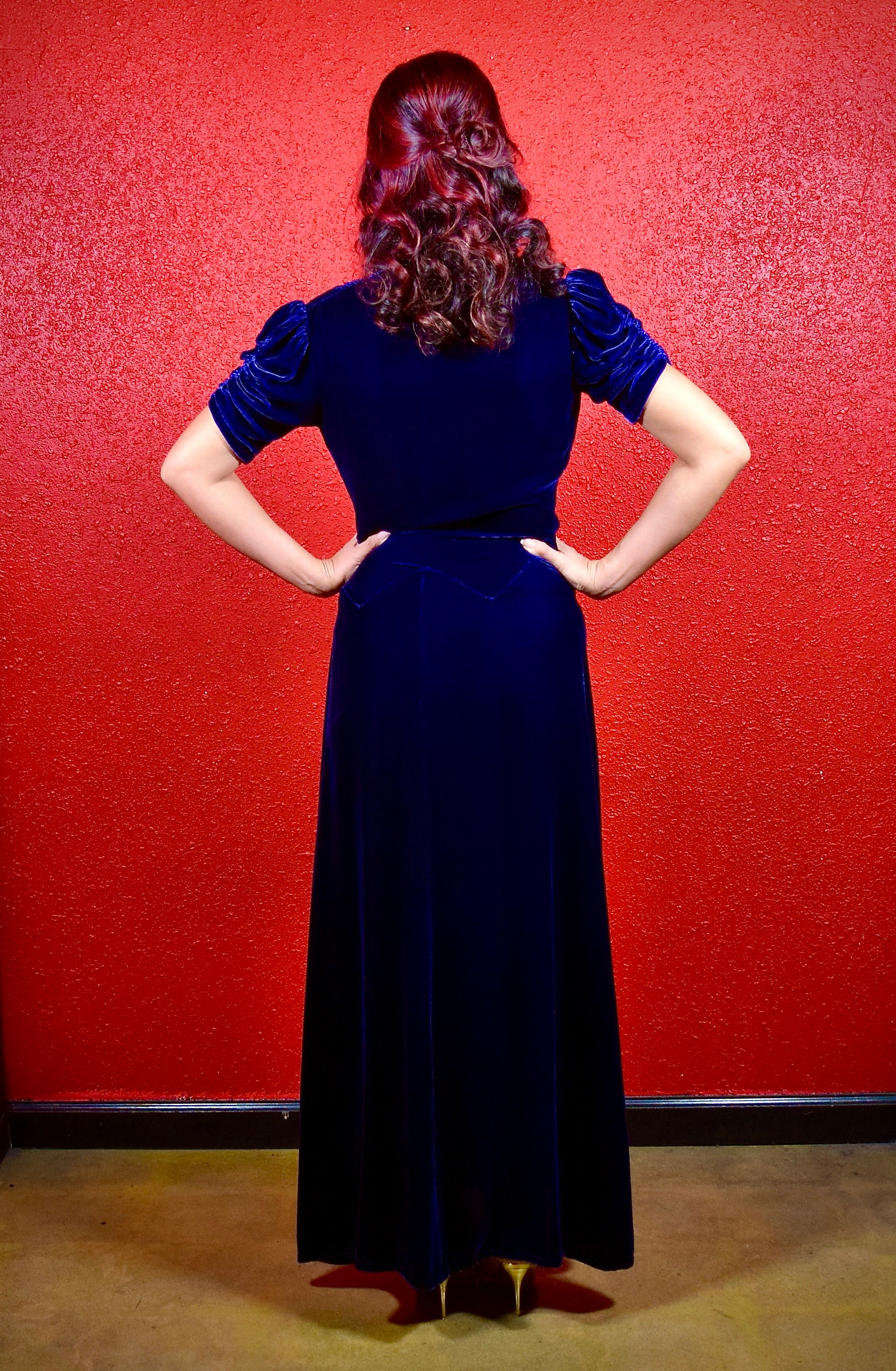 1930s Blue Velvet Evening Gown - Etsy