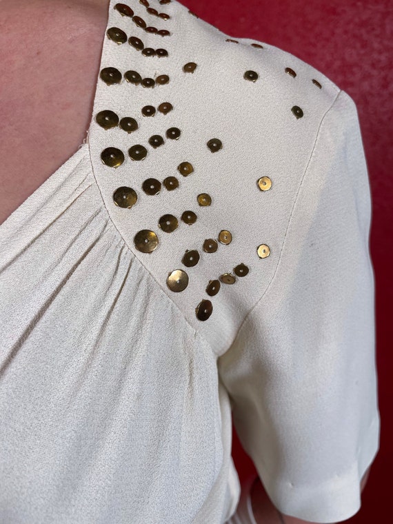1940s Rare White Crepe and Studs Gown - image 3