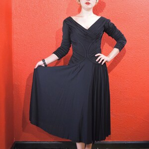 1950s Ceil Chapman Designer Jersey Draped Dress image 2