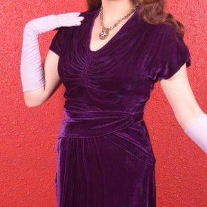 1930s Purple Silk Velvet Draped Dress image 4