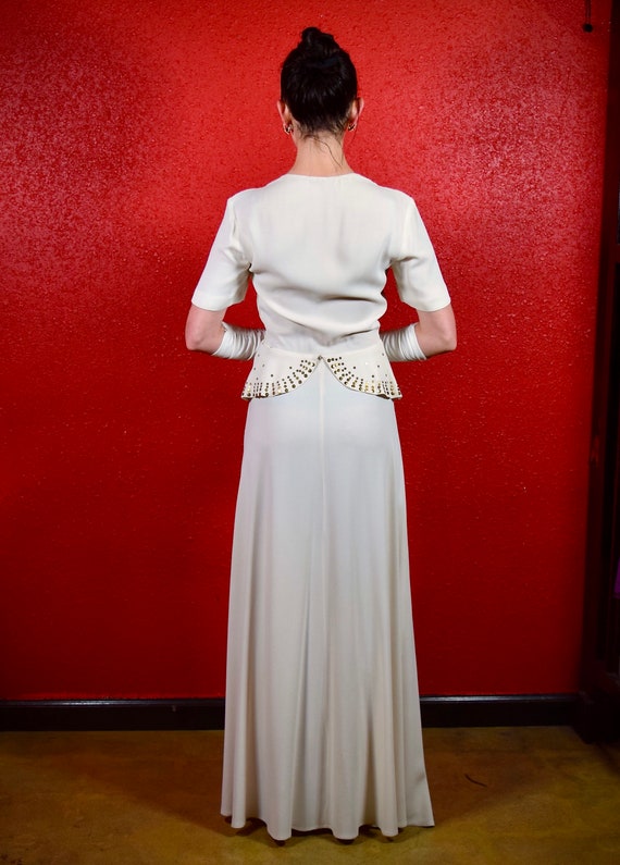 1940s Rare White Crepe and Studs Gown - image 4