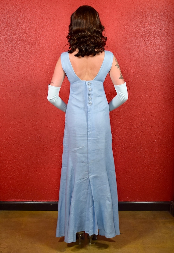 1930s Cotton Blue Day Dress - image 6