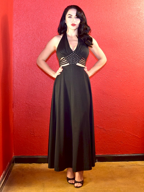 1960s 1970s Fredericks of Hollywood Cage Waist Bla