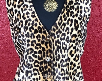 1960s Leopard Print Faux Fur Vest