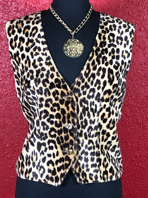 1960s Leopard Print Faux Fur Vest