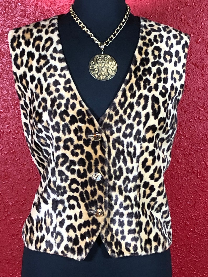 1960s Leopard Print Faux Fur Vest image 1