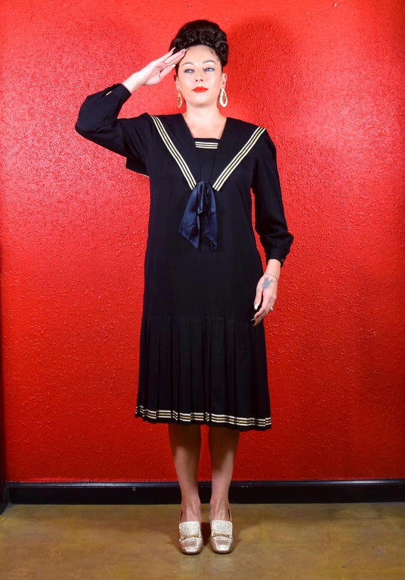 1970s Sailor Pleated Dress by Lanz - Etsy