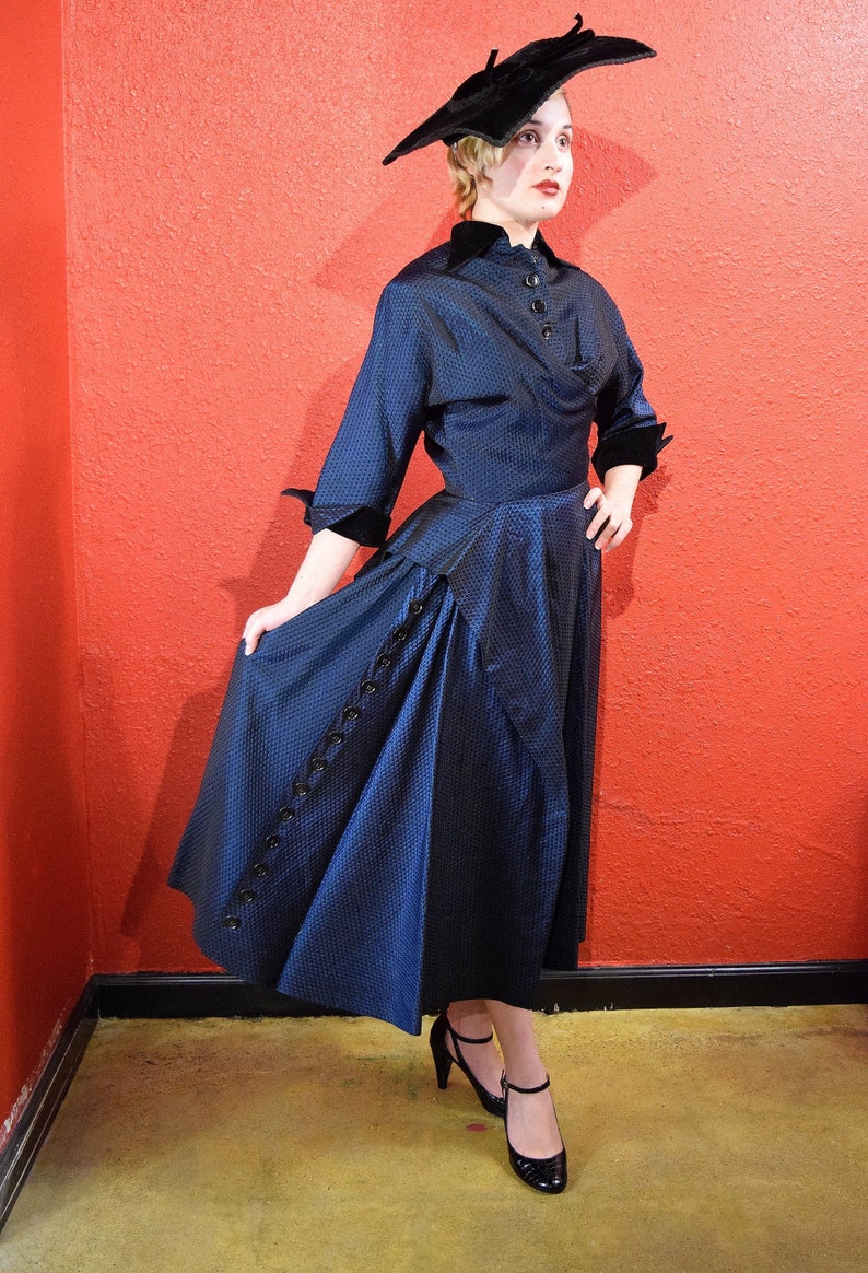 1940s New Look Taffeta Dress image 4