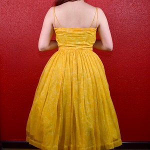 1950s Yellow Chiffon Two Pice Dress & Jacket Ensemble image 9