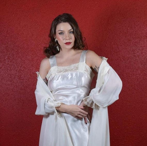 1930s Peignoir Lingerie Set Wedding Night Negligee - image 9
