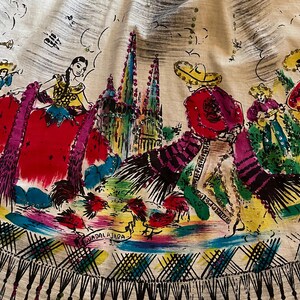 1950s Scenic Mexican Sequined Hand Painted Circle Skirt image 9