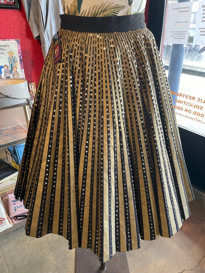 1950s Mexican Hand Painted Skirt with Sequins image 2
