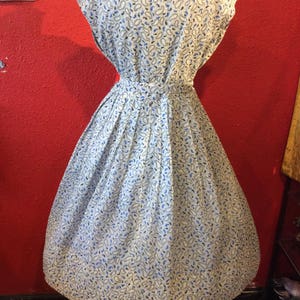 1950s Large Print Dress Blue Paisley Plus Size Nylon Seersucker image 4