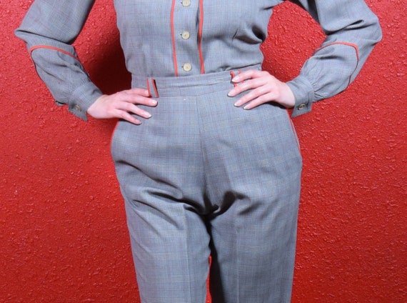 1940s Western Plaid Pants Suit Don a Tog - image 8