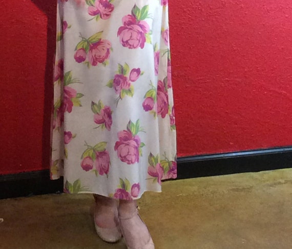 1920s 30s Rose Print Rayon Dress with Bolero - image 7