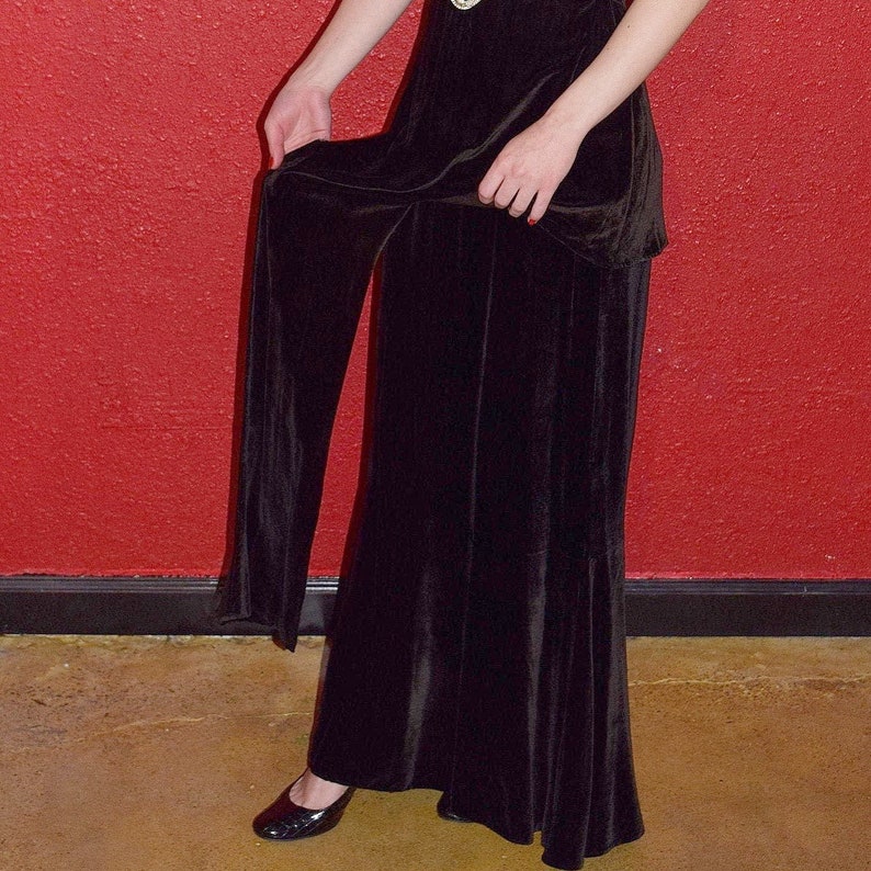 1930s Silk Velvet Black Gown Peplum image 8