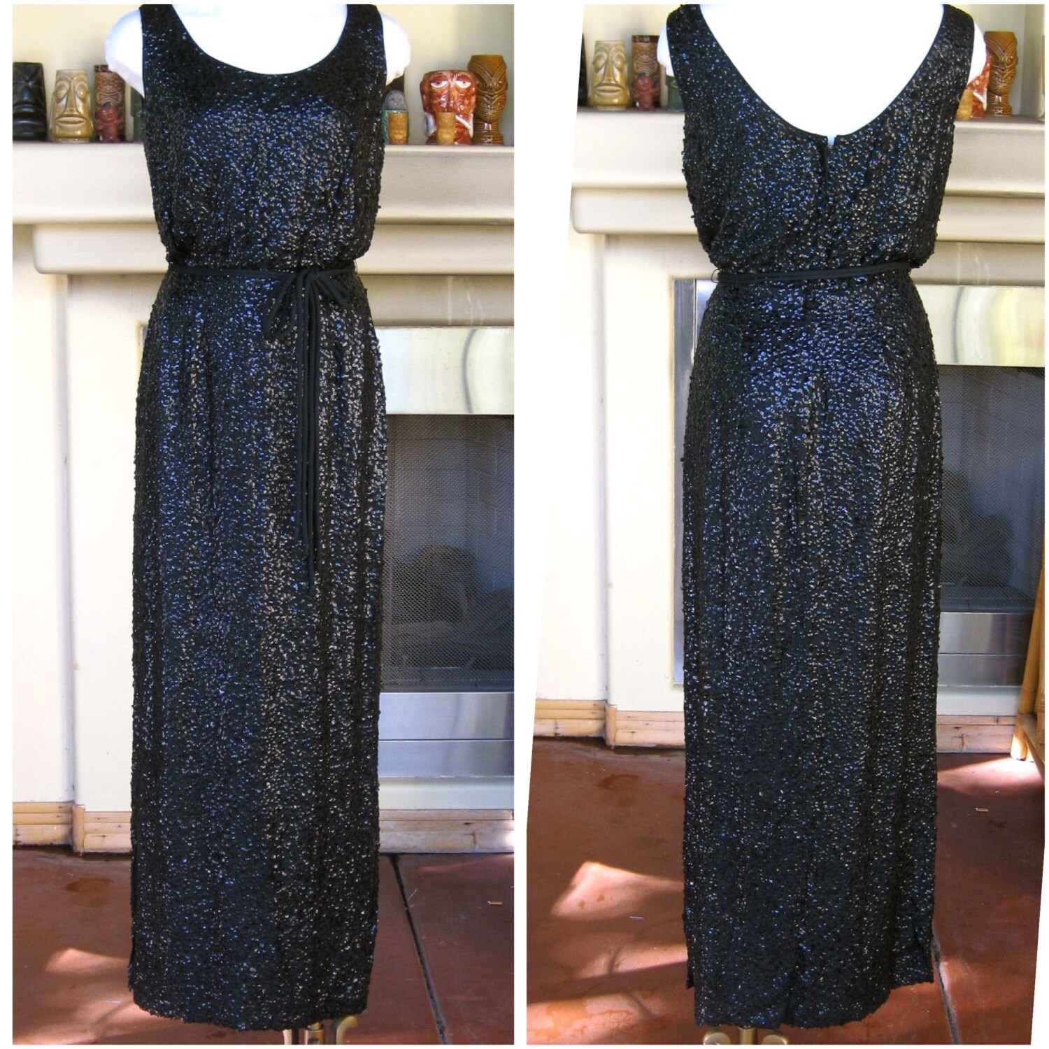 1950s Sequin Black Hong Kong Silk Glamour Gown - Etsy