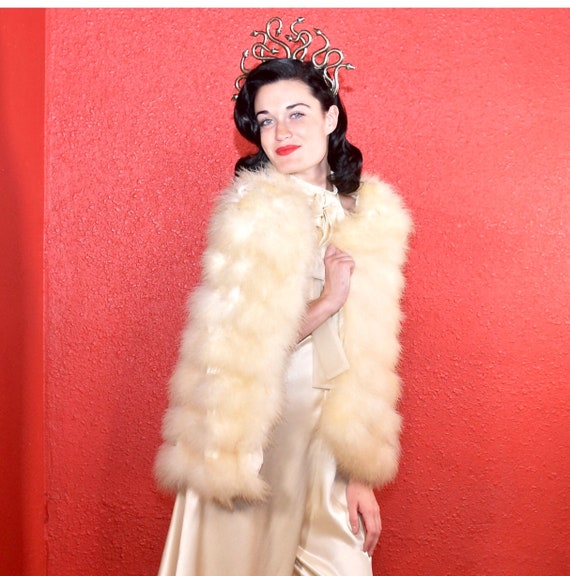 1930s Style Ivory Feather Evening Cape