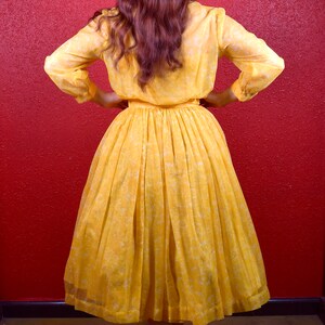 1950s Yellow Chiffon Two Pice Dress & Jacket Ensemble image 6