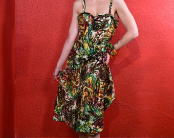 1940s 50s Hawaiian Sarong Rare Surfer Print