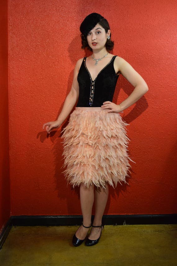 Vintage Pink Feather Skirt 1920s Style Dolly Sist… - image 8