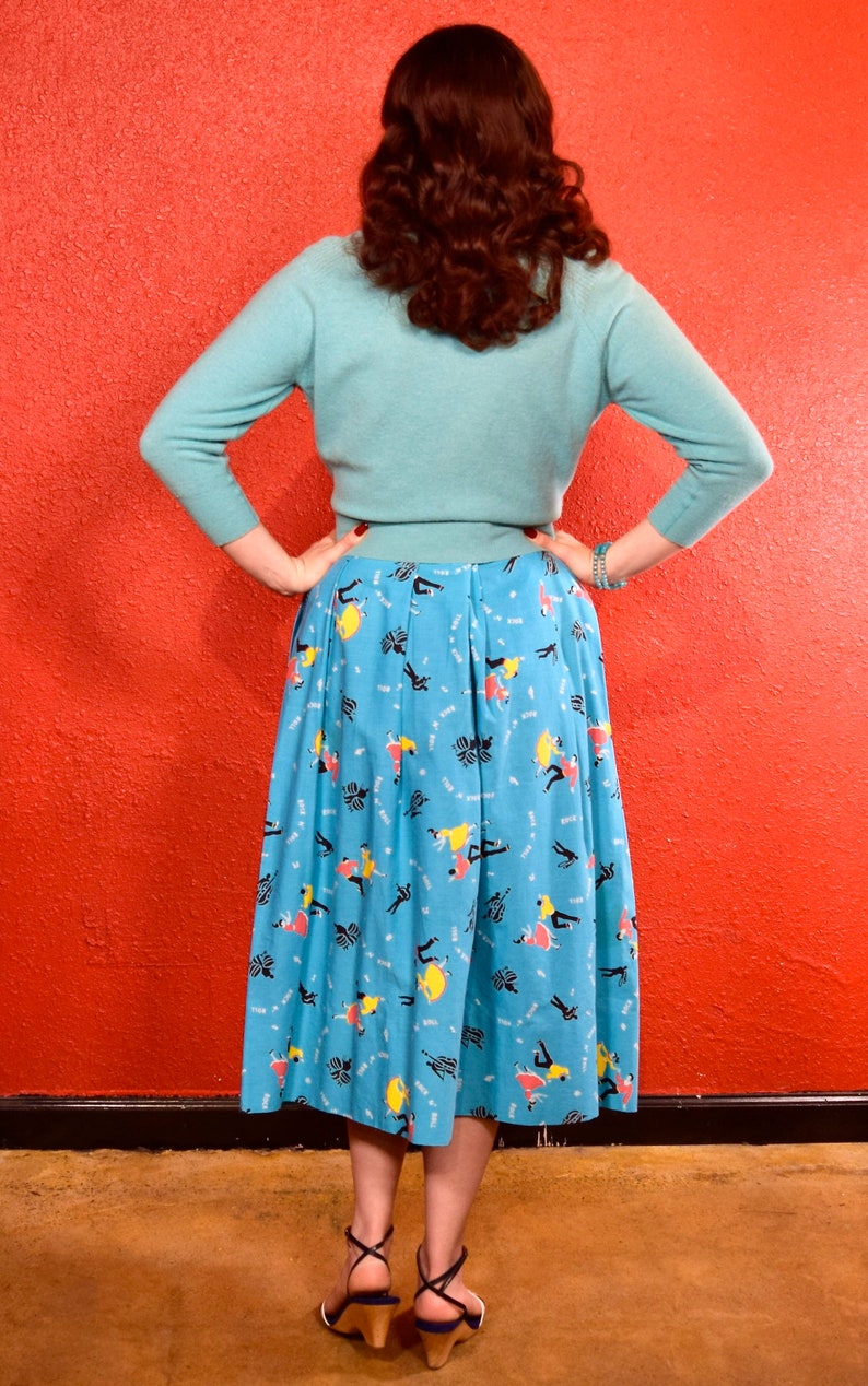 1950s Large Rock and Roll Novelty Print Skirt image 3