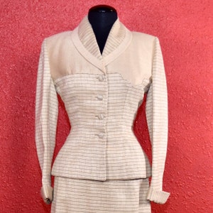 1950s Lilli Ann Suit Ivory Imported Fabric image 3