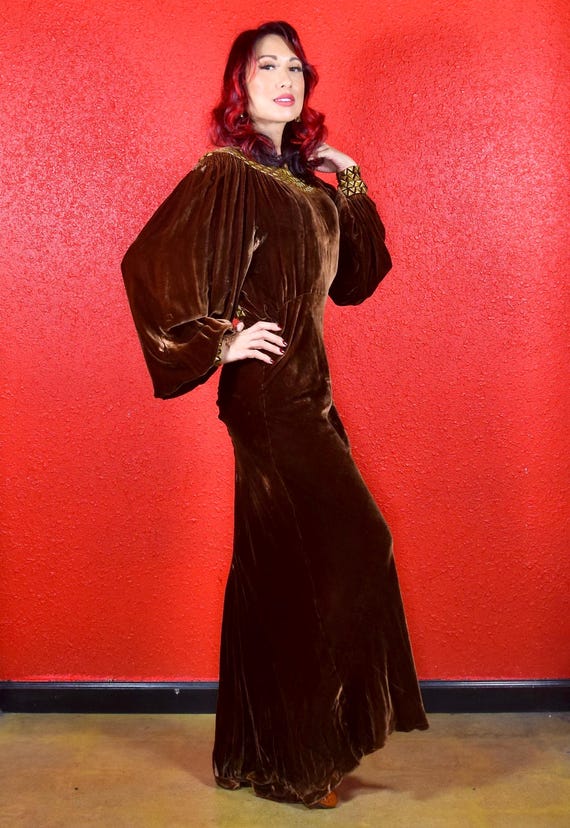 1930s Silk Taffeta Bias Cut Gown