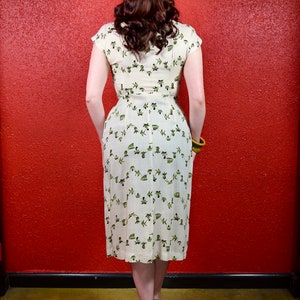 1950s Tropical Print Sheath Dress Pineapple image 4