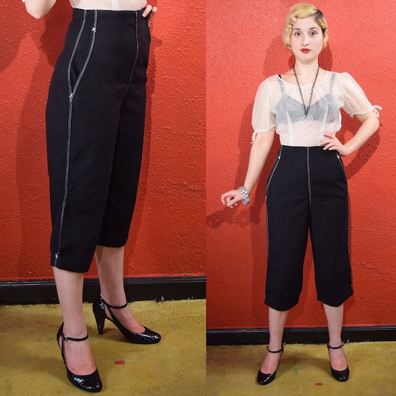 1950s Black Jeans Sharpees Pedal Pushers XS