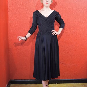 1950s Ceil Chapman Designer Jersey Draped Dress image 3