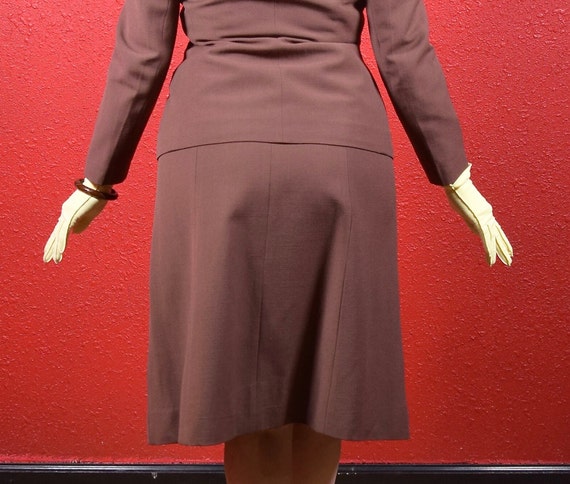 1940s Brown Wool Fitted Suit Two Piece Skirt Suit - image 8