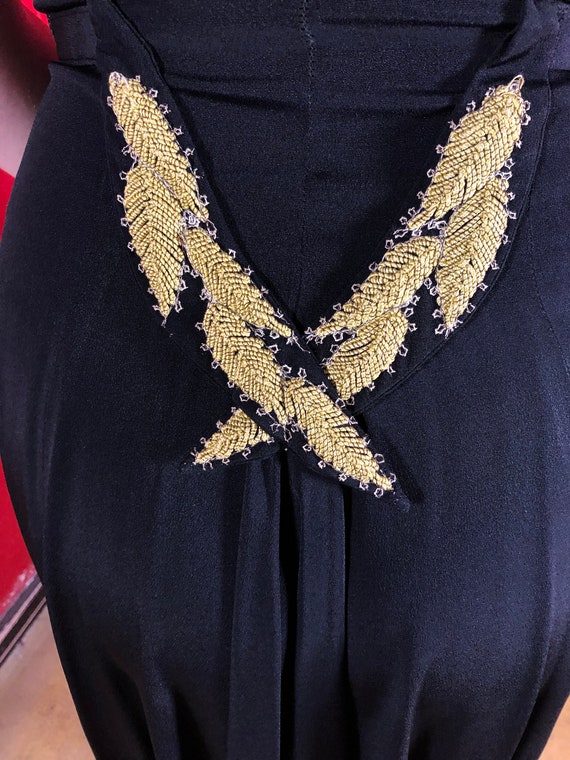 1940s Black Crepe Dress Soutache Detail Keyhole Neckline - Etsy